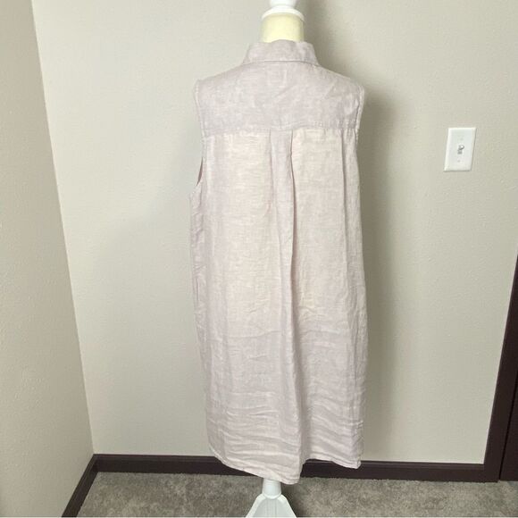 Sigrid Olsen 100% Linen Beige Sleeveless Beachy Shirt Dress Women's Size 1X - Picture 10 of 14